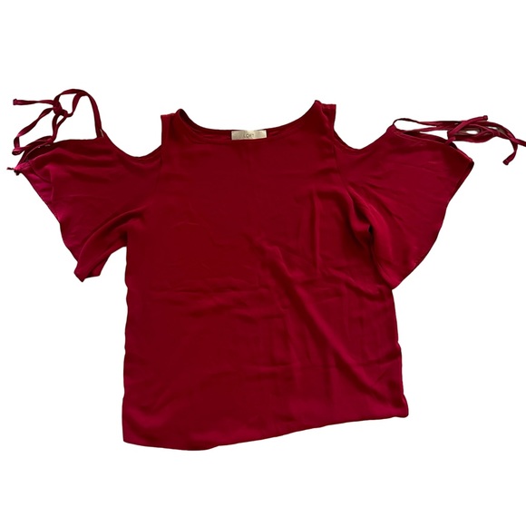 LOFT Tie Cold Shoulder Mix Media Top - Picture 7 of 10